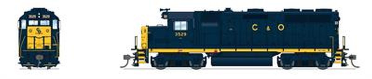 HO GP35 Diesel C&O #3529/blu&yel DCC Ready