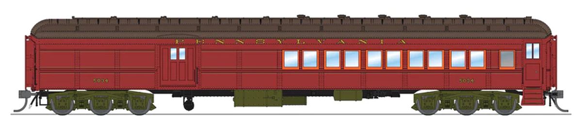 HO PRR 1930's Coach-Baggage Combine #5034