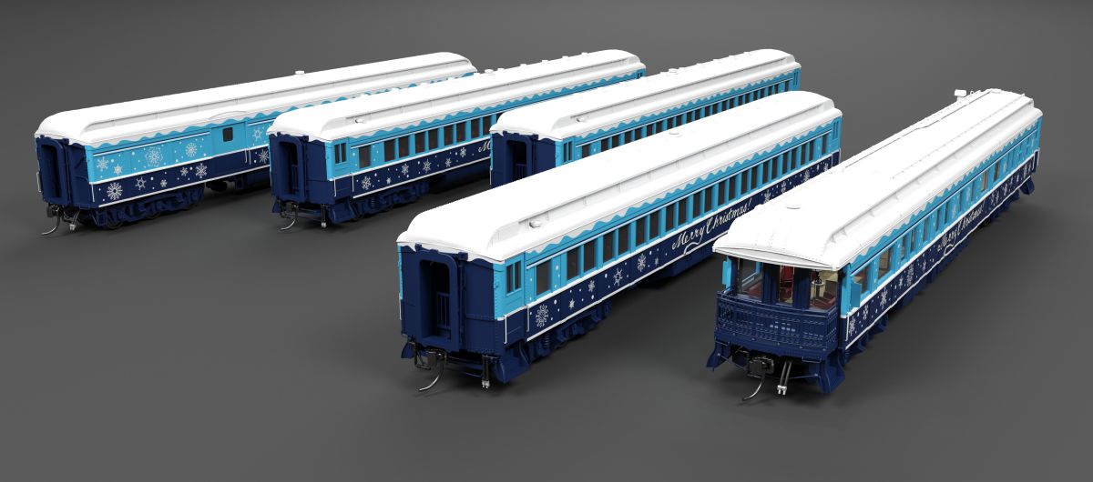 HO Holiday-themed Heavyweight 5-Car Passenger Set Blue & Whi