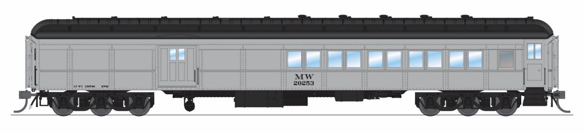 HO MoW Baggage-Combine Car #20253  Gray & Bla