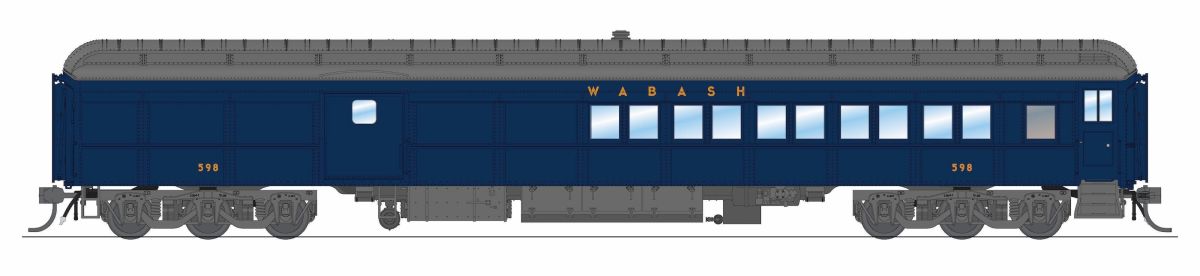 HO WAB Baggage-Combine Car #598  Blue w/ Imitation Gold  HO