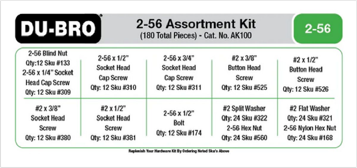 2-56 Hardware Assortment Kit (180 pcs set)