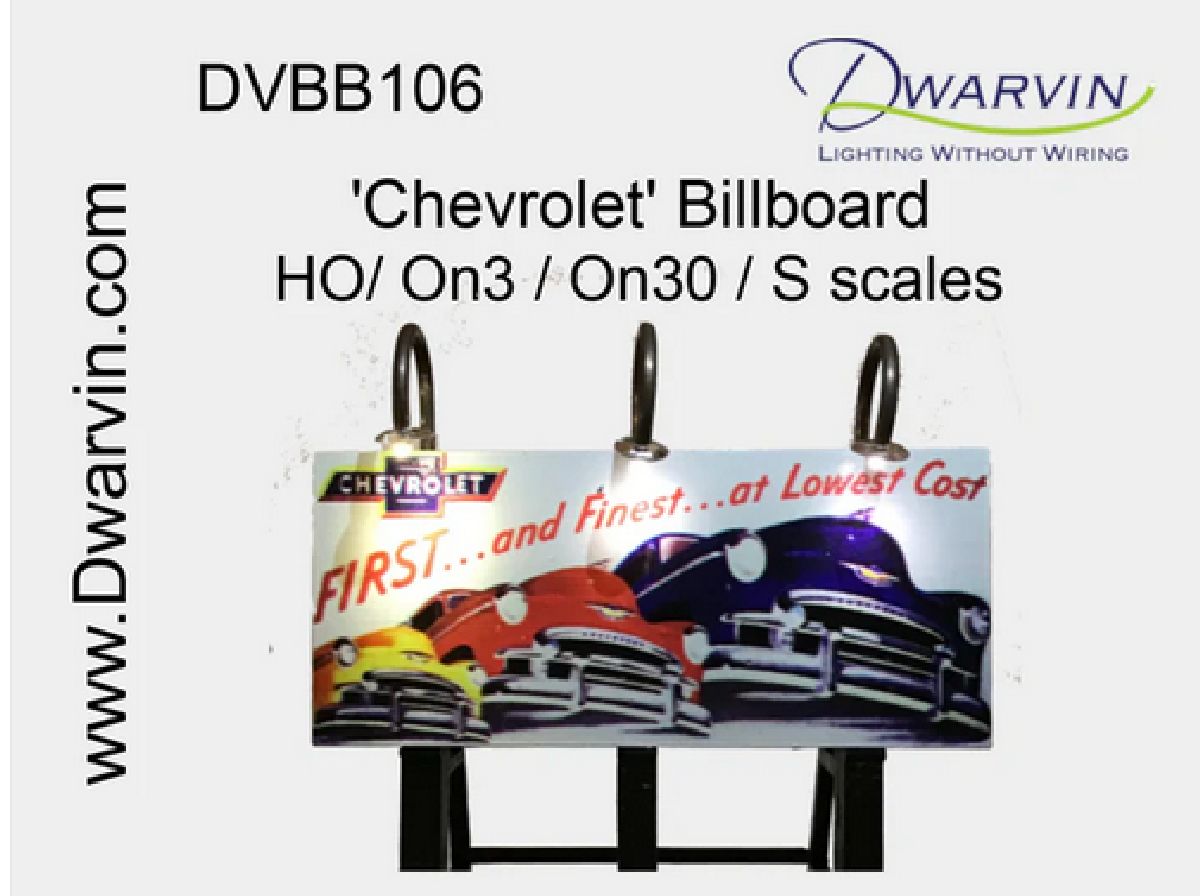 DVBB112-FA HO Assembled Fiber-Lit Chevy Billboard