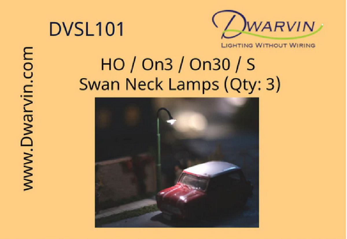 DVSL101 HO/On3/On30/S Swan / Goose Neck Lamps Fiber-Lit (Pac