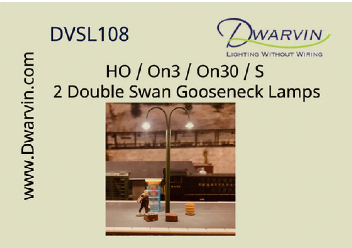 DVSL108 HO/On3/On30/S Fiber-Lit Double Swan/Goose Neck Lamps
