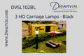 DVSL102BL HO Black Fiber-Lit Carriage Lamps (Pack of 3)