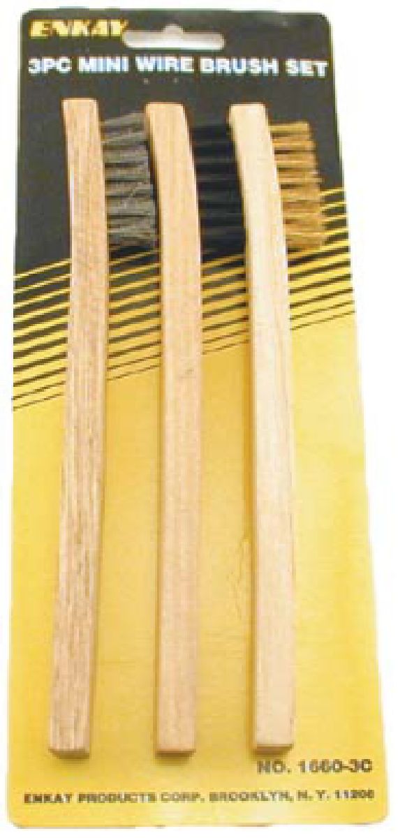 3 pc. Wire Brush Set wood handles carded