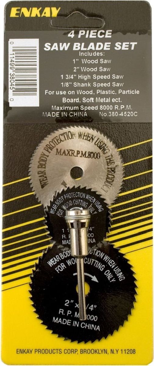 4 pc Saw Set W/Mandrel Carded