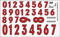 Numbers Red w/Black Outline Decal