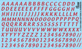 Red Letters And Numbers 5/8 Inch Decal