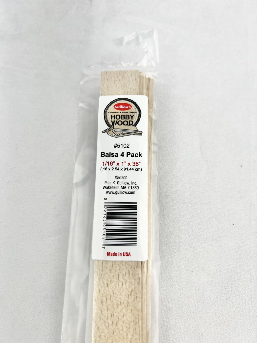 Balsa 1/16'' x 1'' x 36'' - 4 per bag