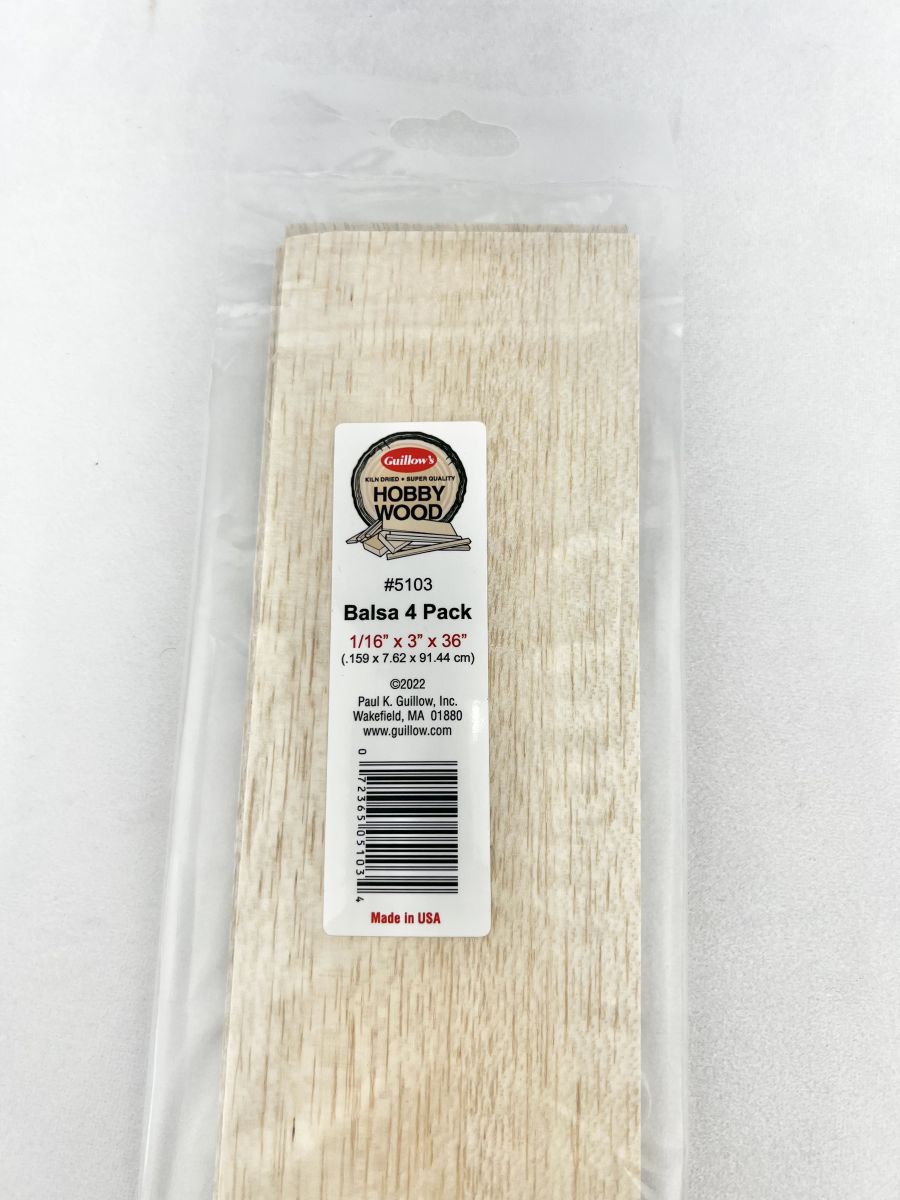Balsa 1/16'' x 3'' x 36''  - 4 per bag