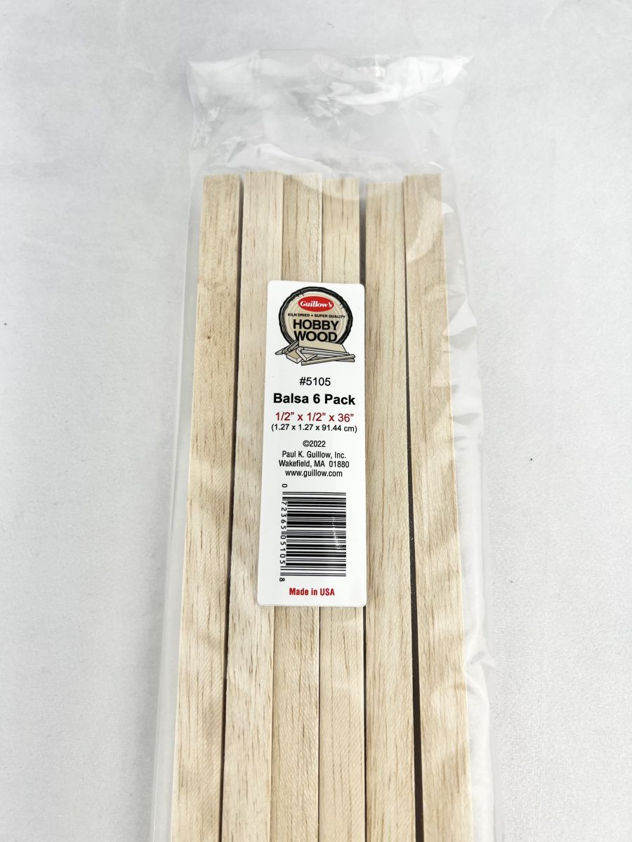 Balsa 1/2'' x 1/2'' x 36''- 6 per bag