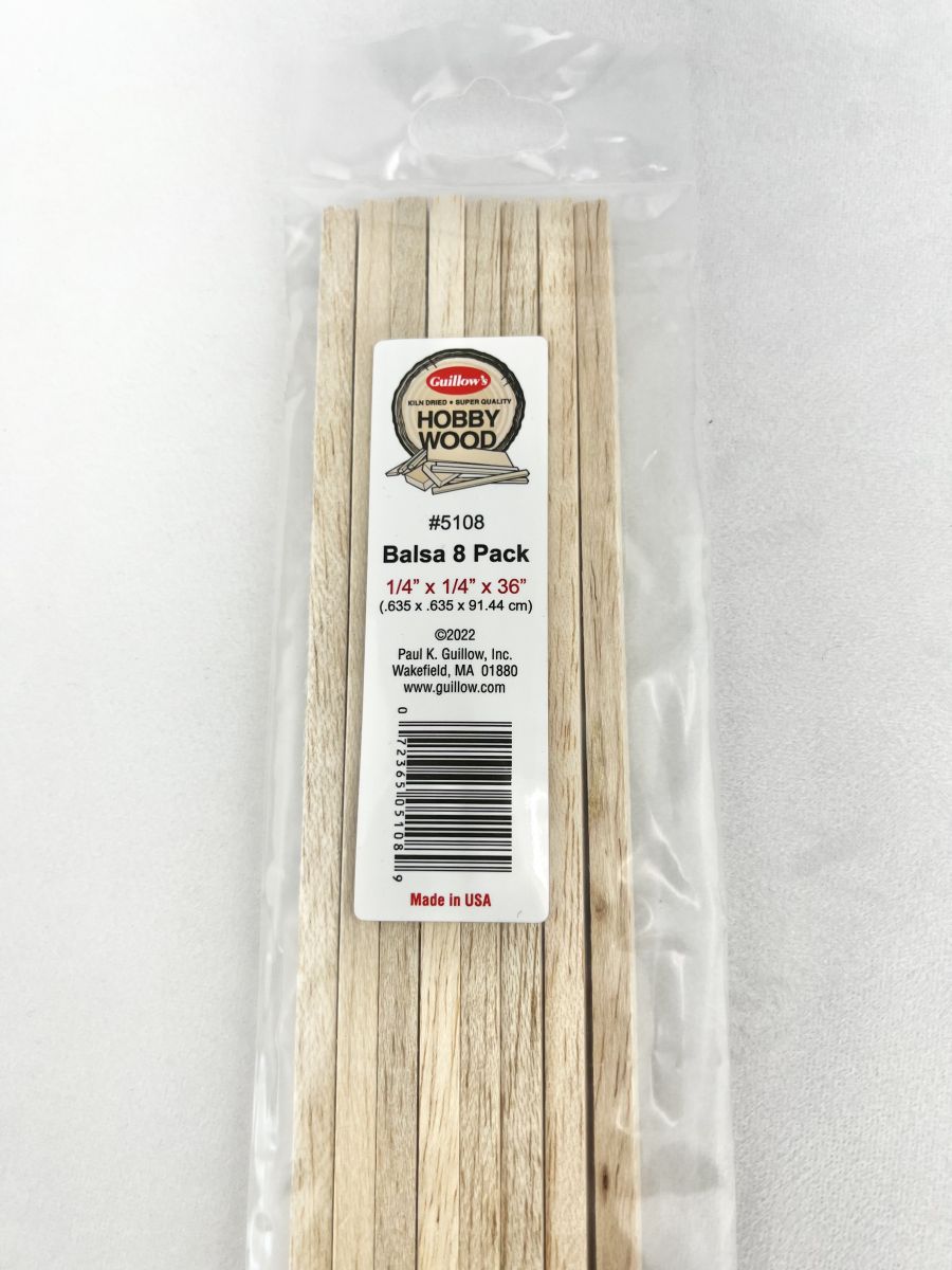 Balsa 1/4''x 1/4''x 36'' - 8 per bag