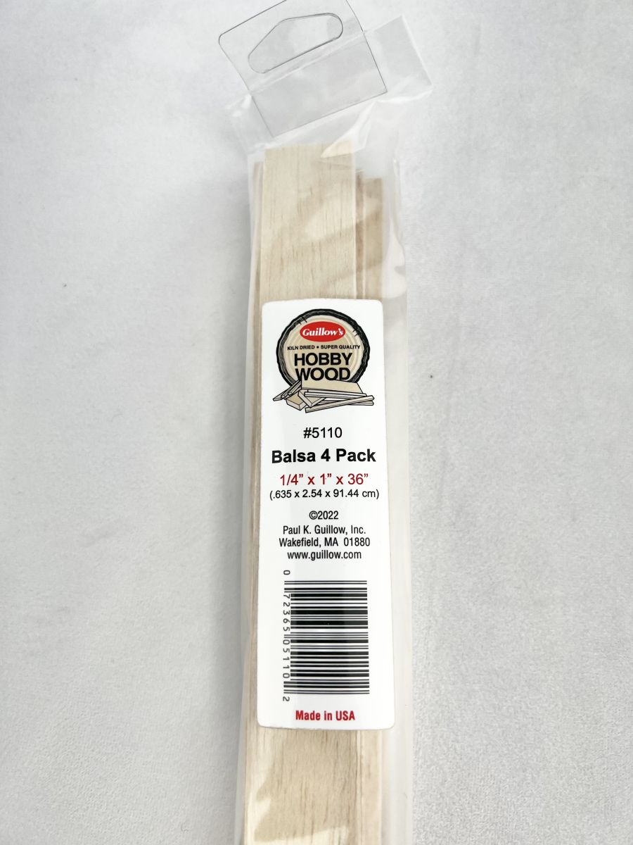 Balsa 1/4'' x 1''x 36'' - 4 per bag
