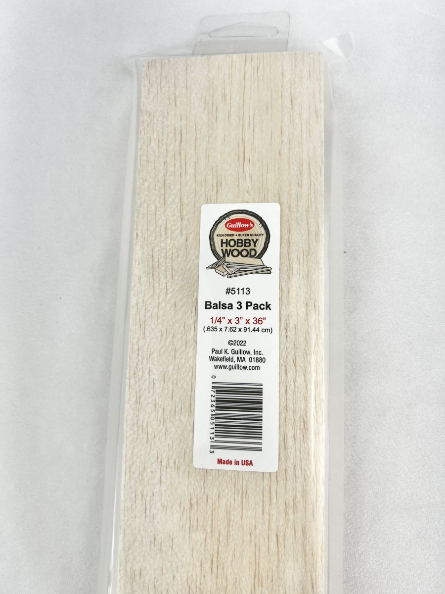Balsa 1/4'' x 3'' x 36''- 3 per bag