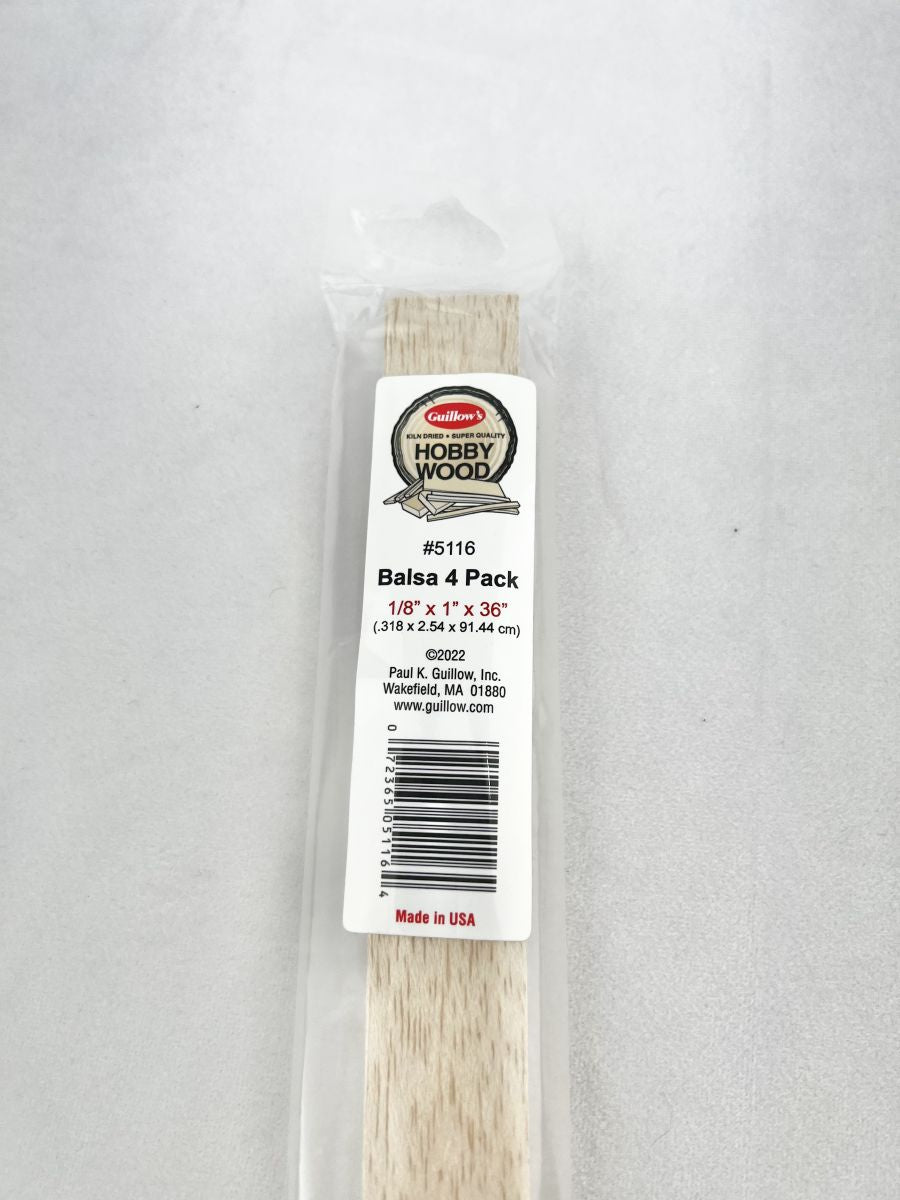 Balsa 1/8'' x 1'' x 36''- 4 per bag