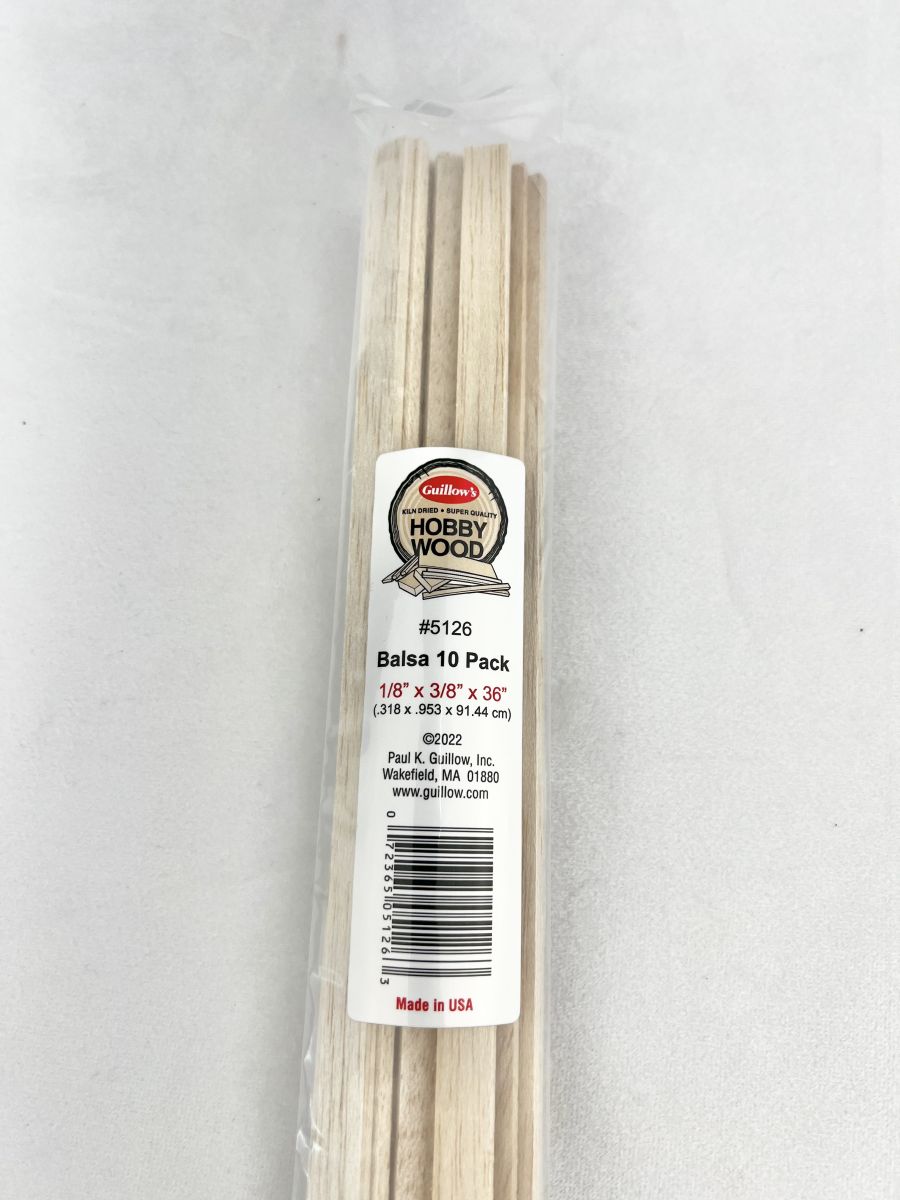 Balsa 1/8'' x 3/8'' x 36''- 10 per bag