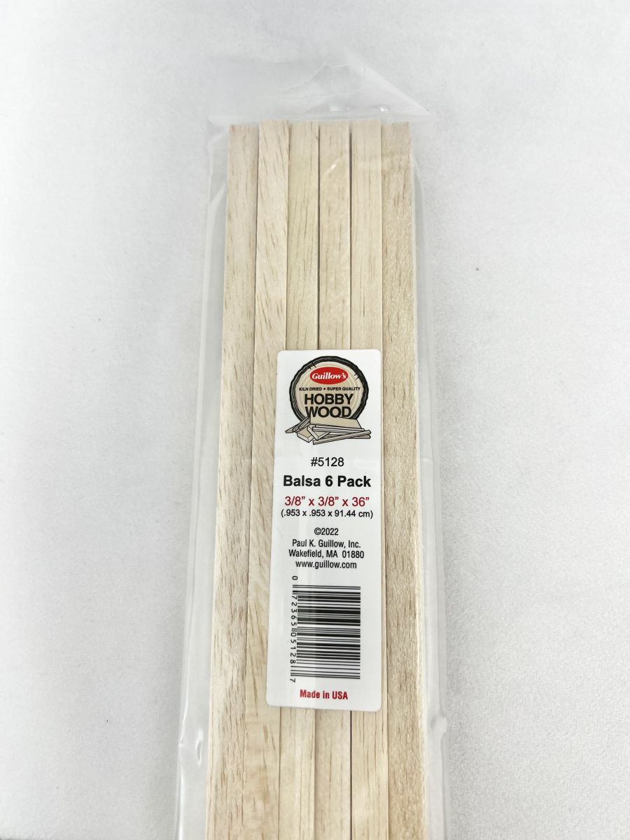 Balsa 3/8'' x 3/8''x 36'' - 6 per bag