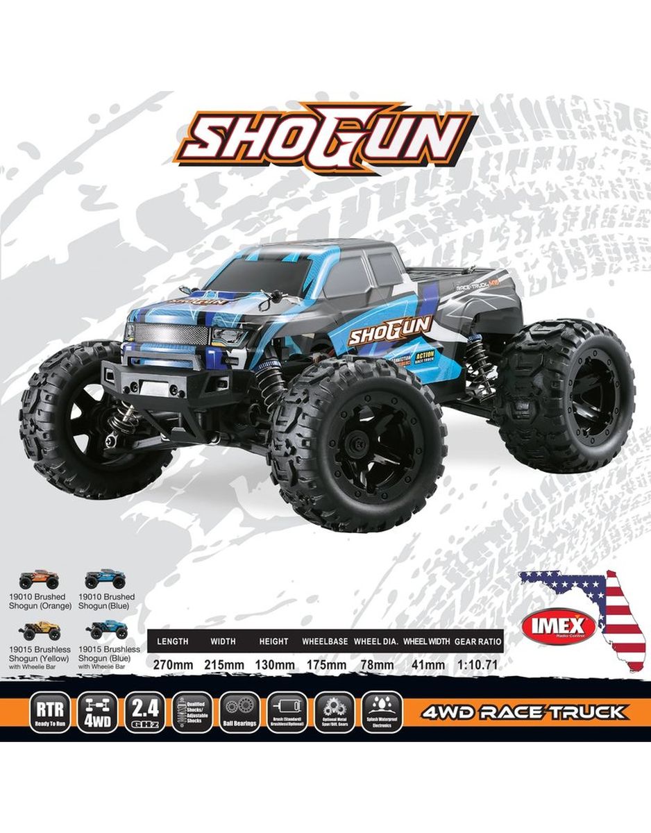 R/C Monster Truck Brushless Orange/Blue 1/16