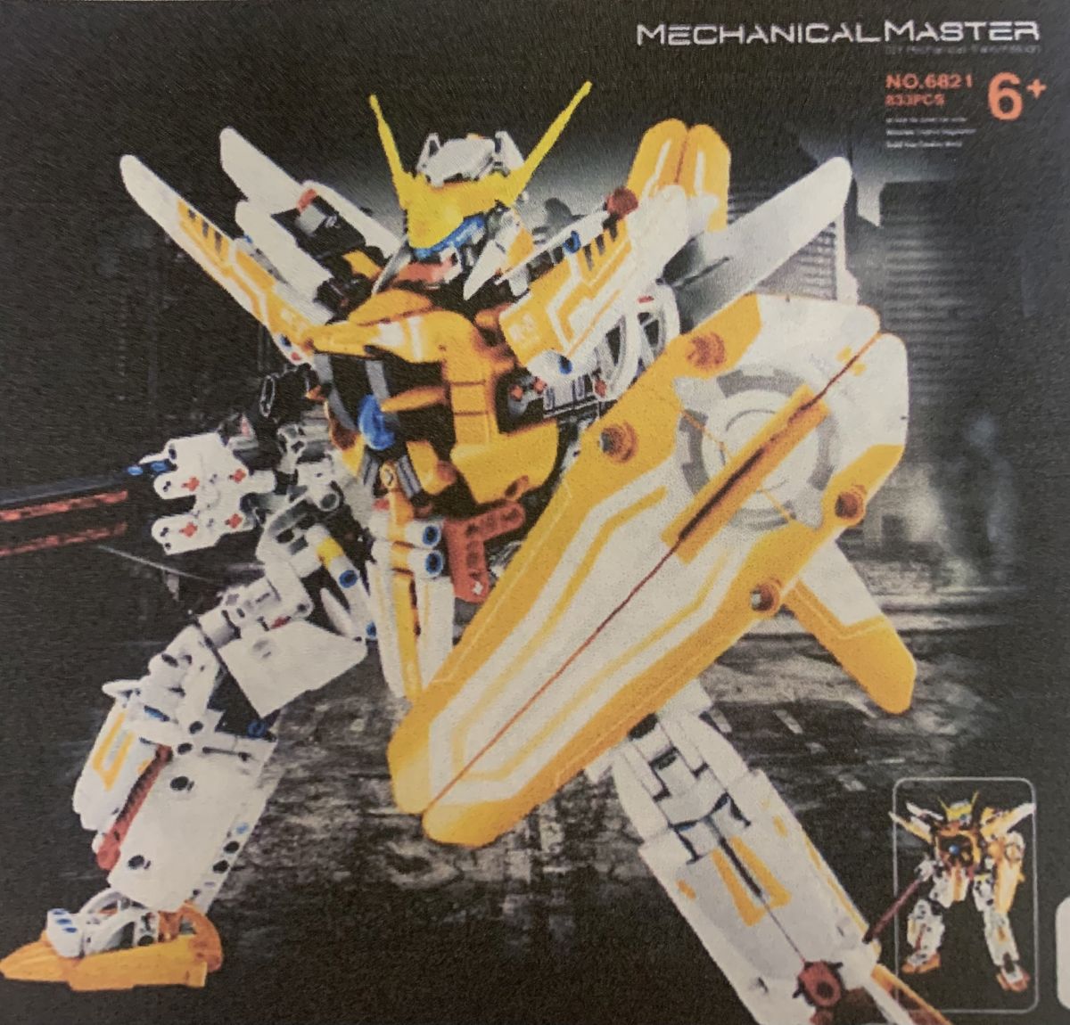 Mecha Building Block Set Orange 833Pcs