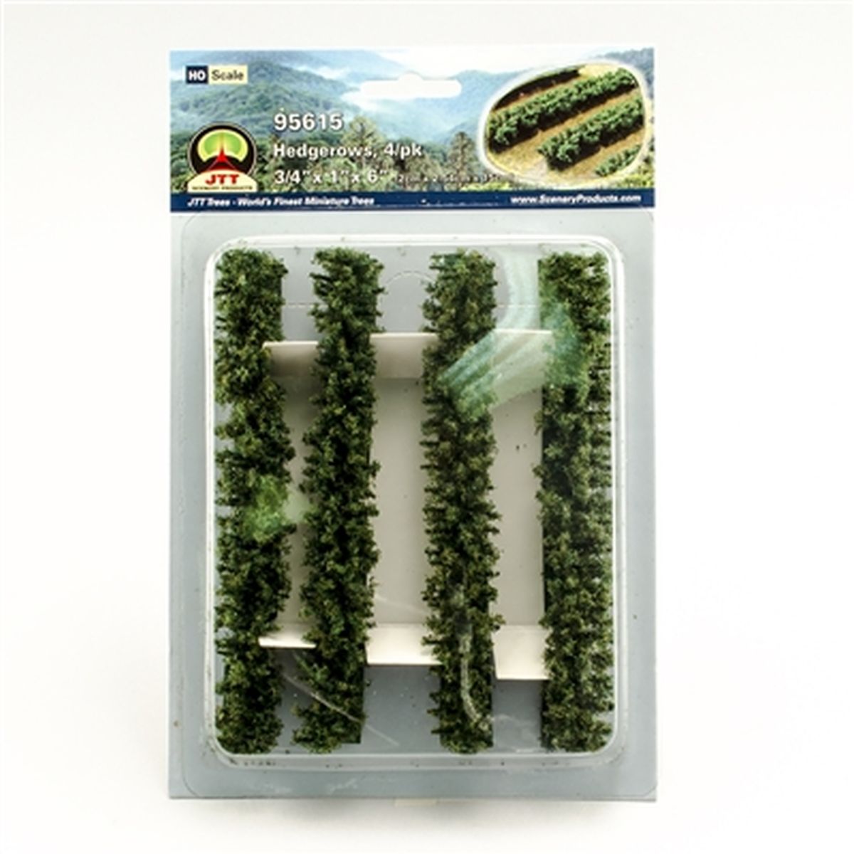 TARIFF Hedgerows 3/4''x 1''x 6'' HO-scale 4/pk