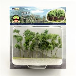 TARIFF Woods Edge Trees Green 3'' to 3.5'' HO-scale 9/pk