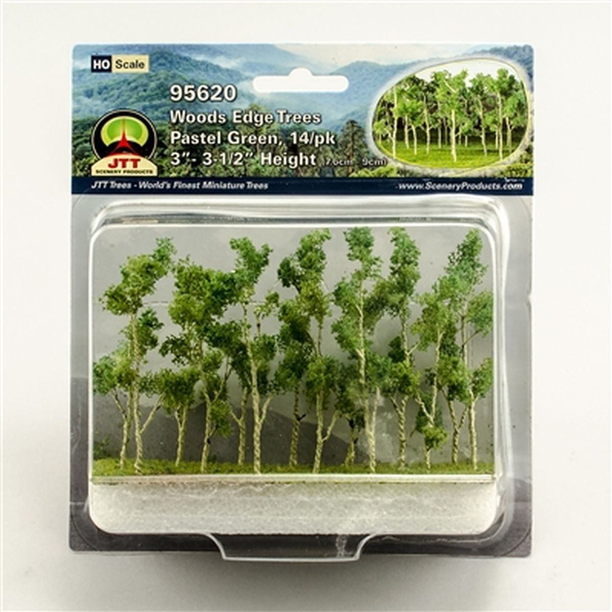 TARIFF Woods Edge Trees Pastel Green 3'' to 3.5'' HO-scale 1