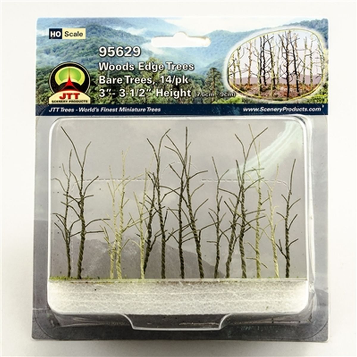 TARIFF Woods Edge Trees Bare 3'' to 3.5'' HO-scale 14/pk