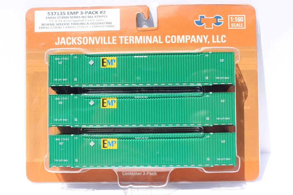 N EMP/green w/sill striping 53' High CubeContainer3pk#2