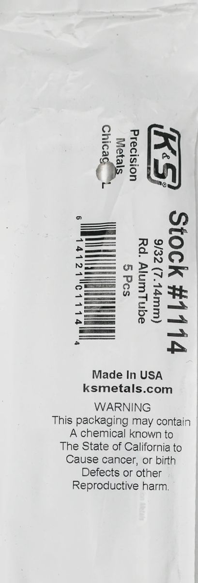 Round Aluminum Tube 9/32 x .014 x 36   5pk