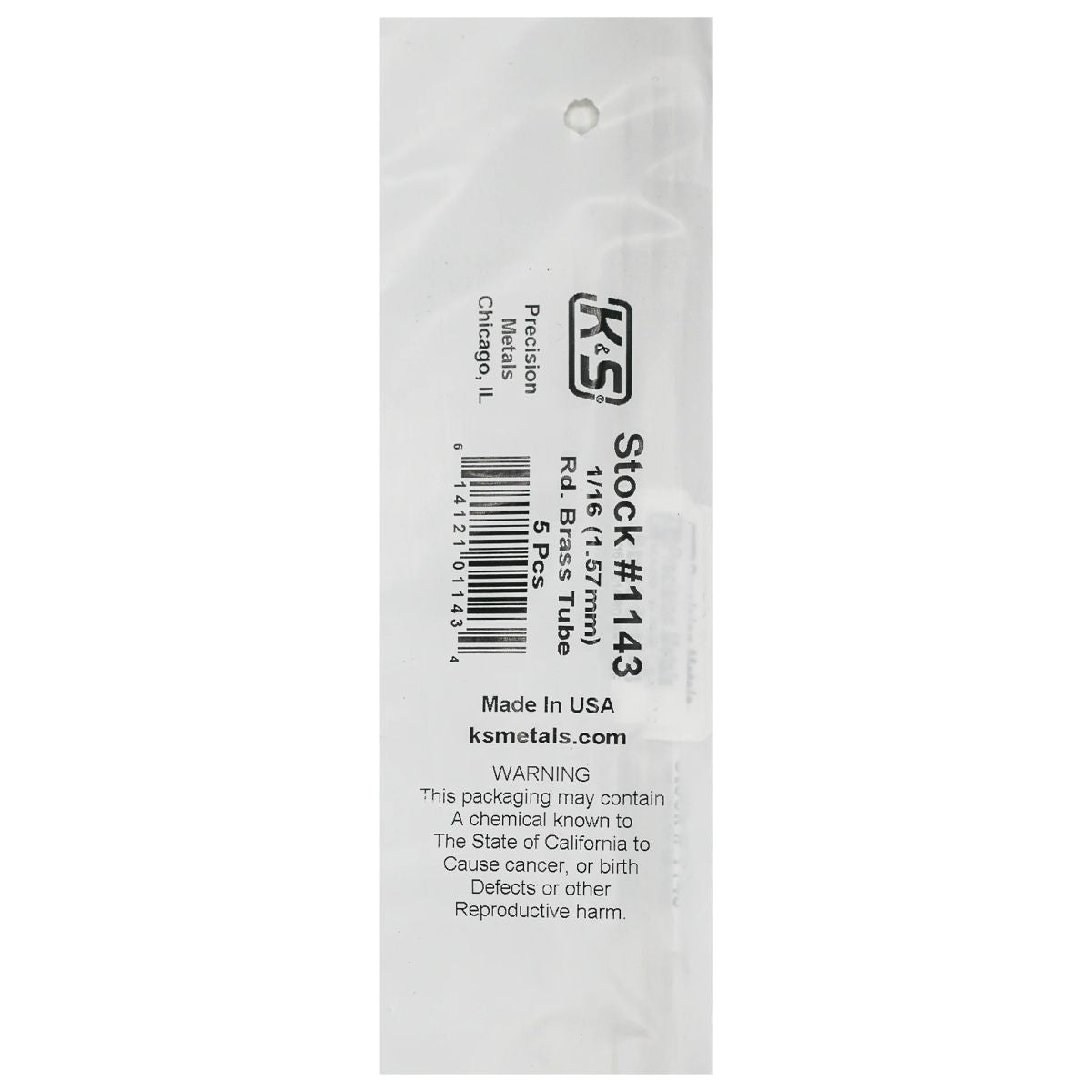 Round Brass Tube 1/16 x .014 x 36   5pk