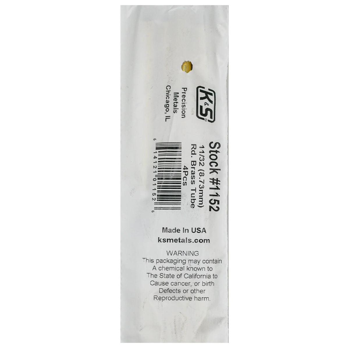 Round Brass Tube 11/32 x .014 x 36   4pk