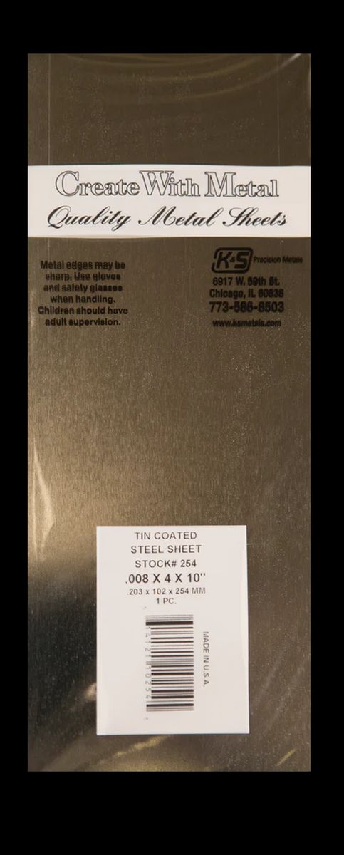 Tin Metal Sheet .008 x 4 x 10   6pk