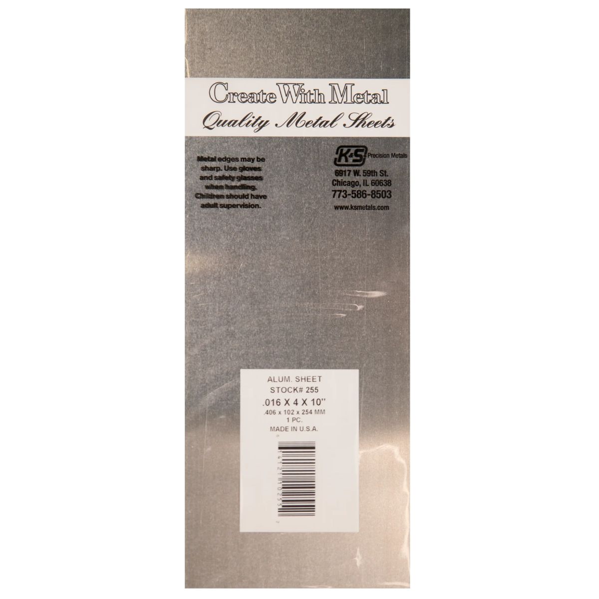 Aluminum Metal Sheet .016 x 4 x 10   6pk