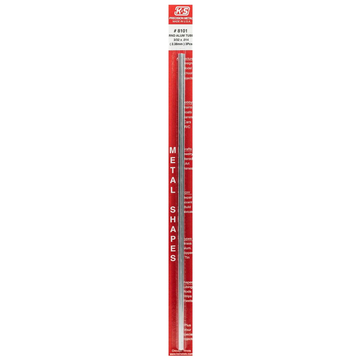 Round Aluminum Tube 1/32 x .014 x 12   3cd