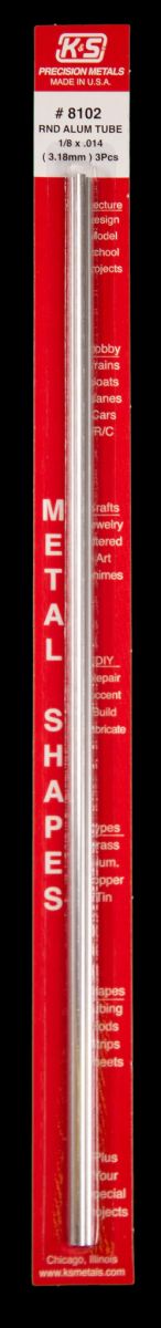 Round Aluminum Tube 1/8 x .014 x 12   3cd