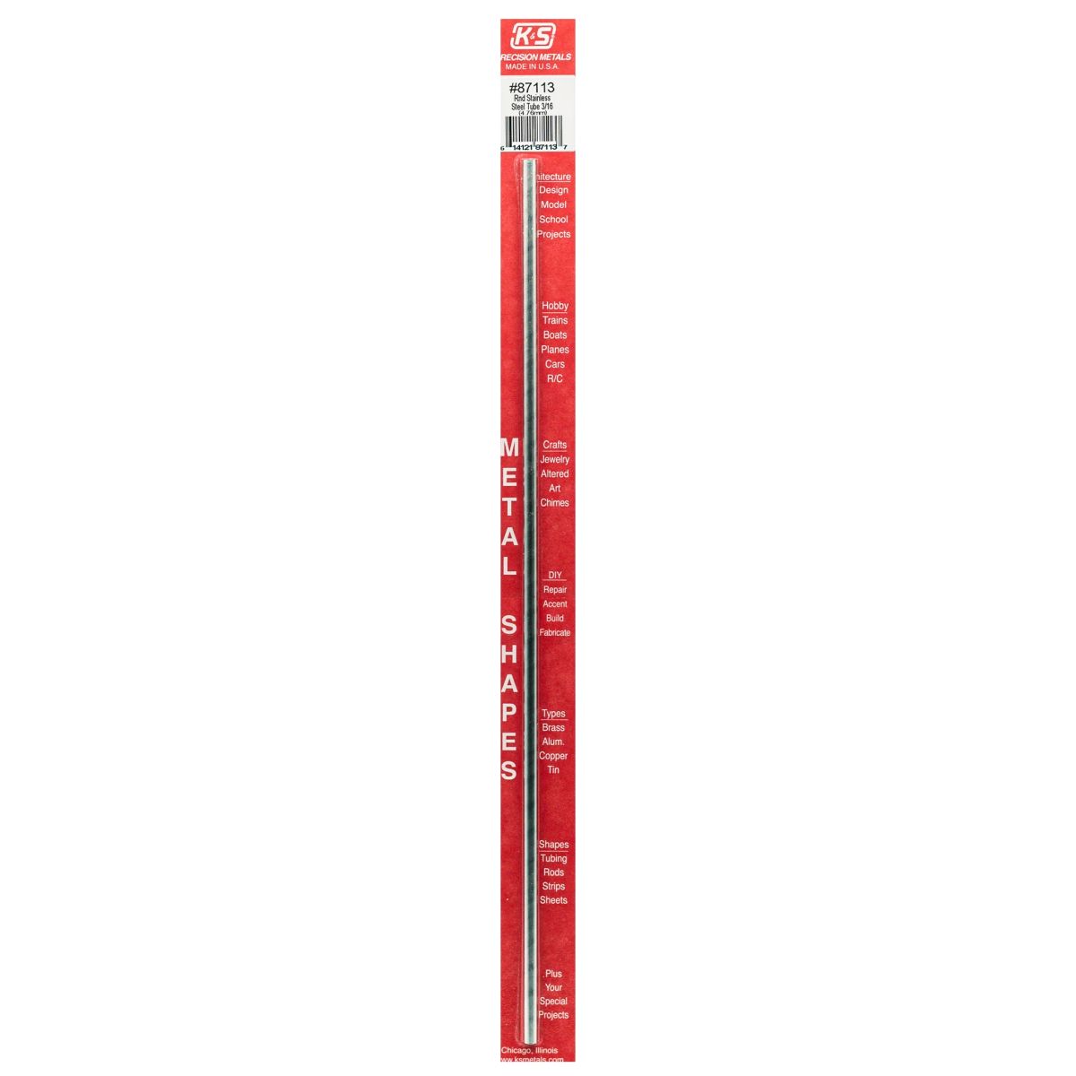3/16 X 22 Gauge x 12 Round SS Tube 1cd