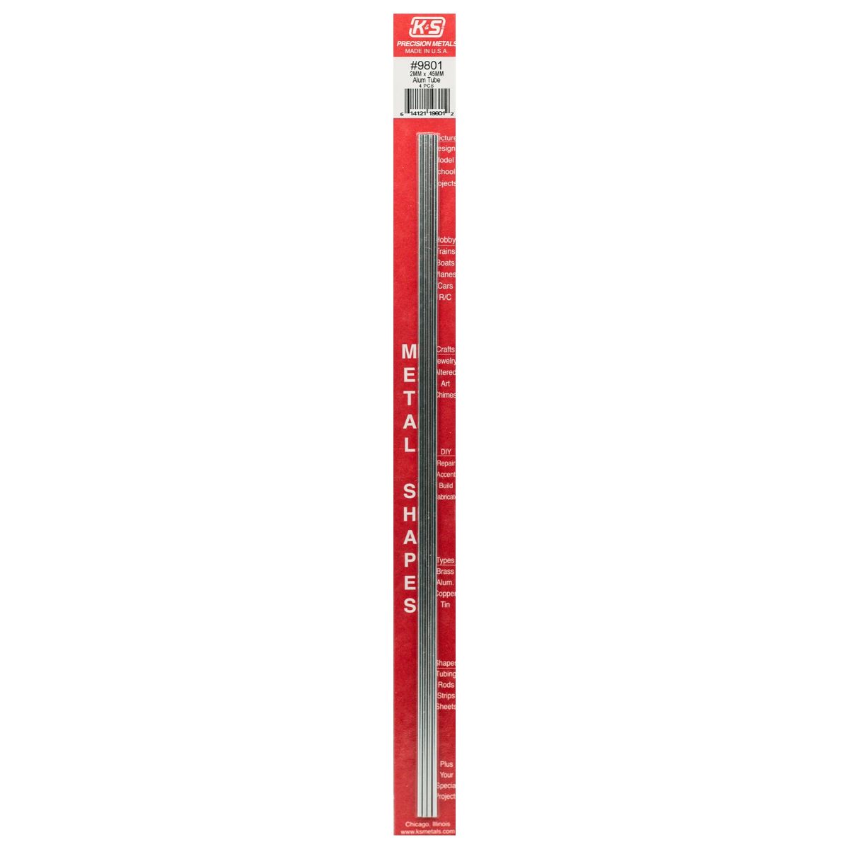 2MM OD X .45MM Wall Round Alum. Tube 4cd