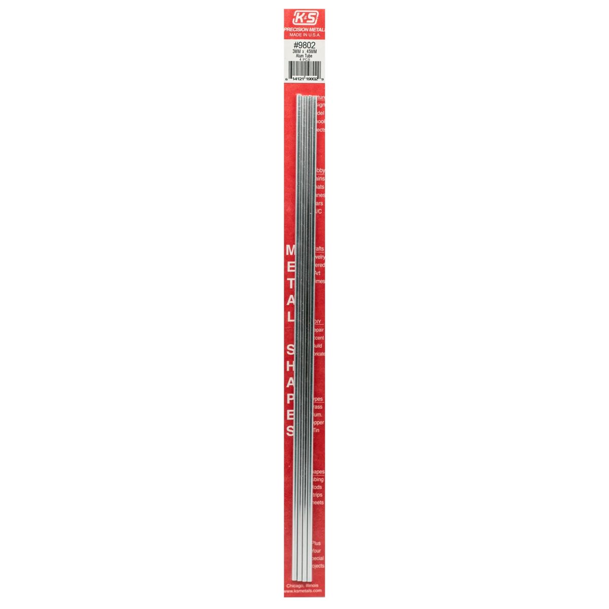 3MM OD X .45MM Wall Round Alum. Tube 4cd