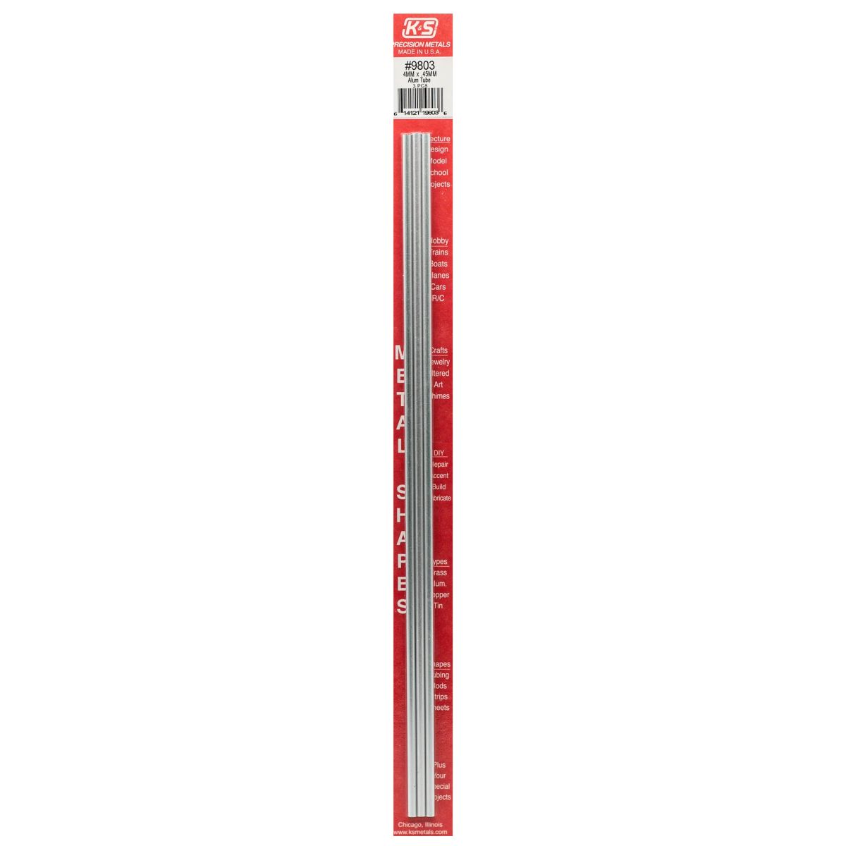 4MM OD X .45MM Wall Round Alum. Tube 3cd