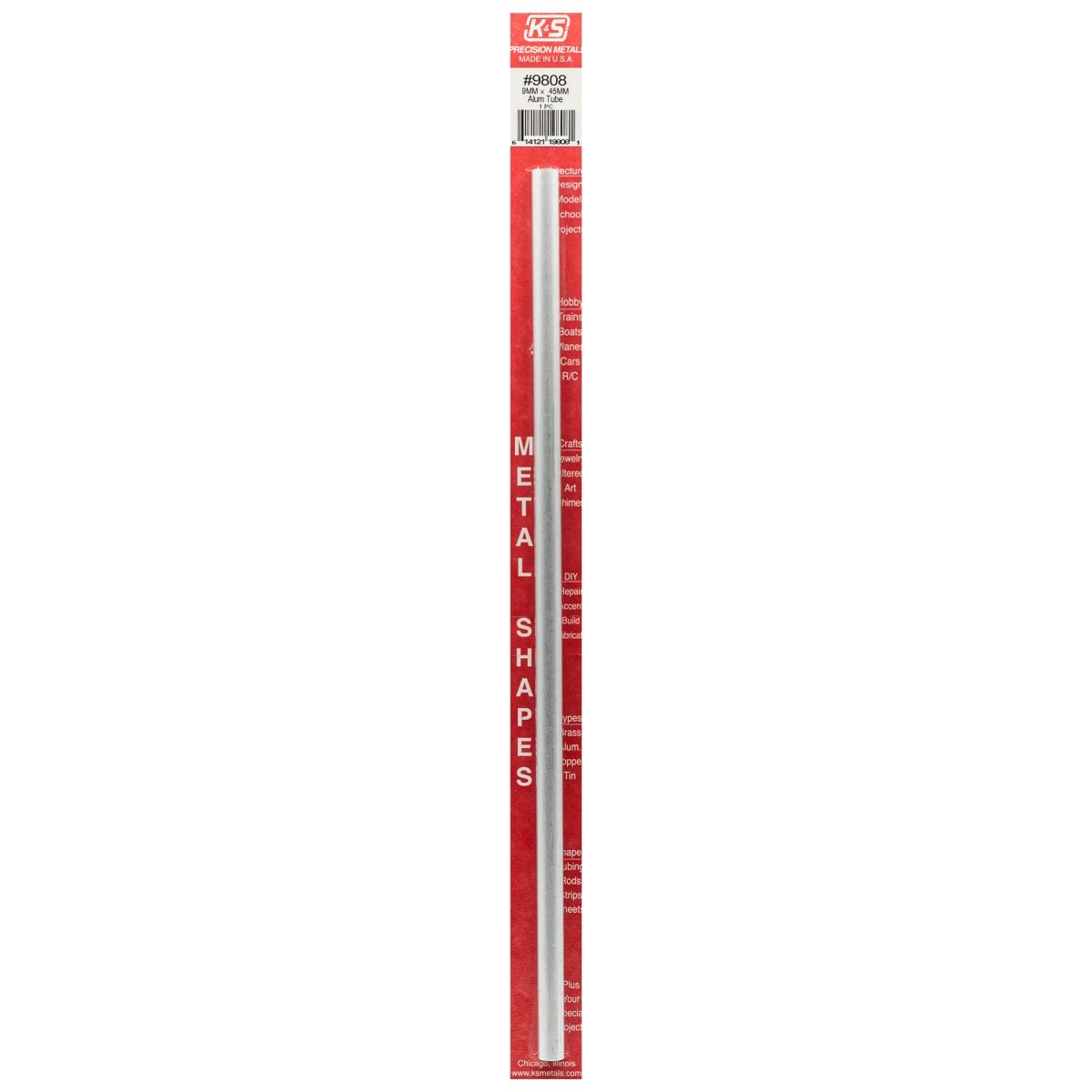 9MM OD X .45MM Wall Round Alum. Tube 1cd