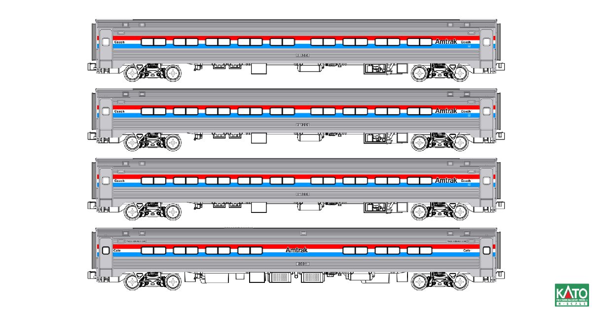 N Amfleet I 4 Car Bookcase Set Phase VII