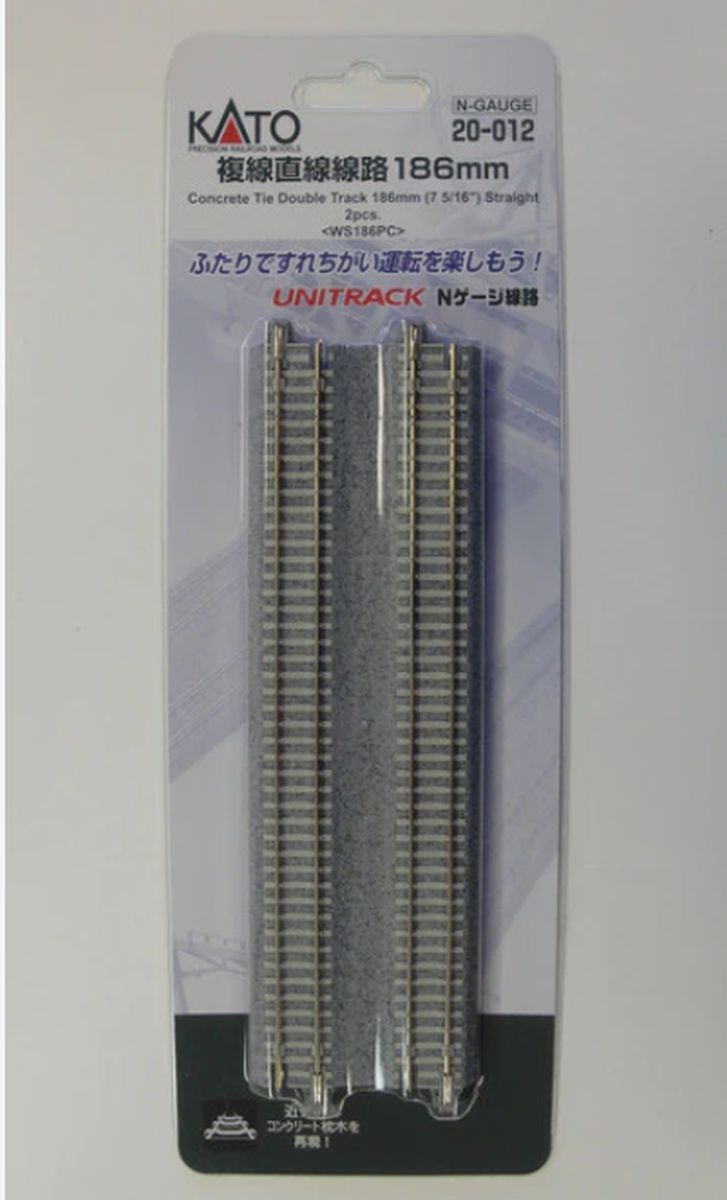 N Concrete Tie Dbl.186mm Straight/2pc