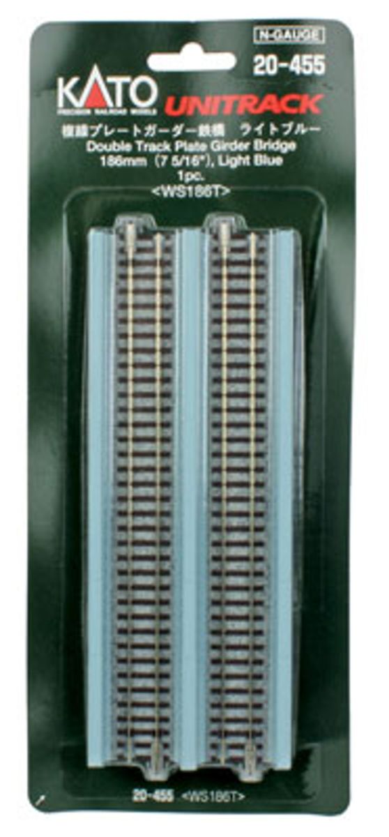 N Dbl Track Plate Girder Bridge Lt Blue 186mm (1ea)
