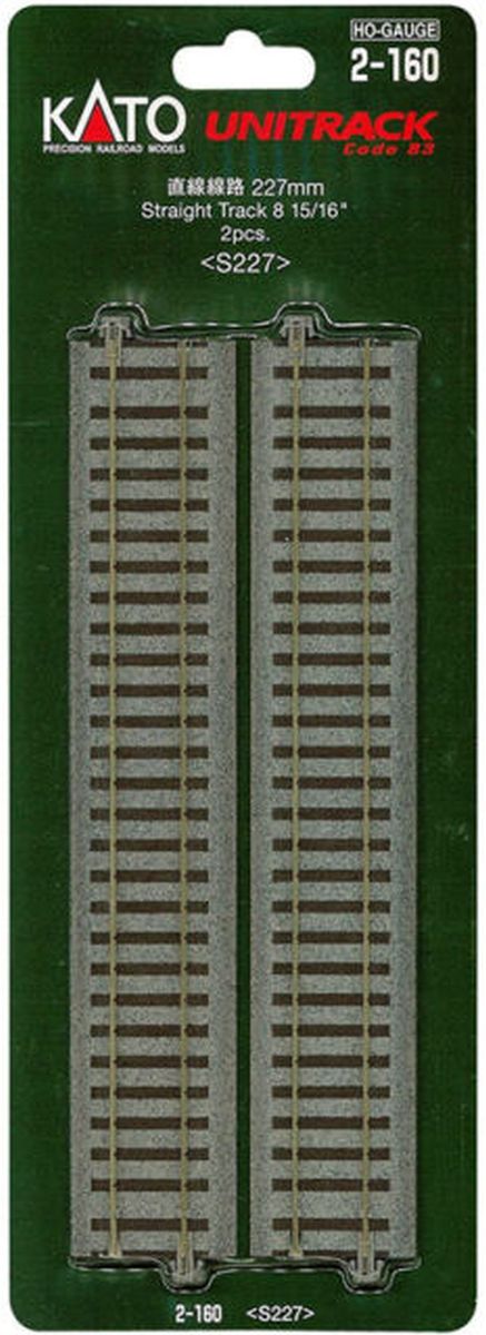 HO 227mm Straight Track/2pc