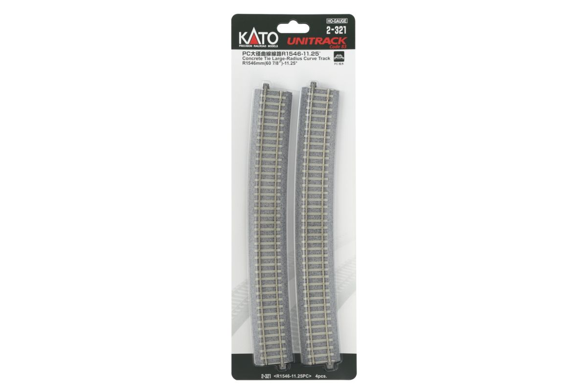 HO R1546mm (60-7/8'') Concrete Tie Curve Track/4pc