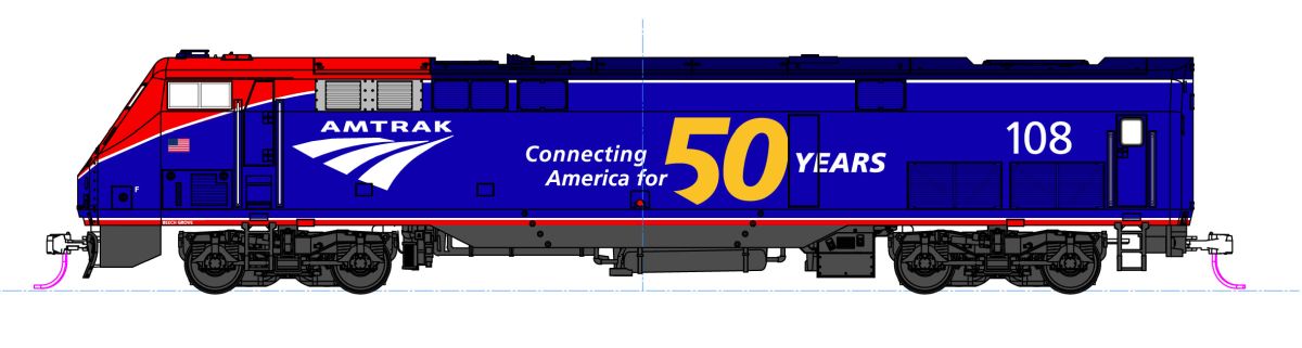 HO P42 Diesel Amtrak PhVI #108 w/50th Anniversay Logo