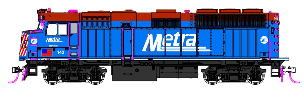 F40PH with Ditch lights Chicago Metra Standard Paint #142