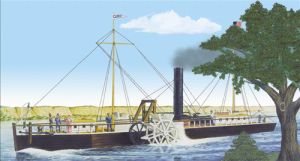 Fulton's Clermont Paddle Wheel Steamship